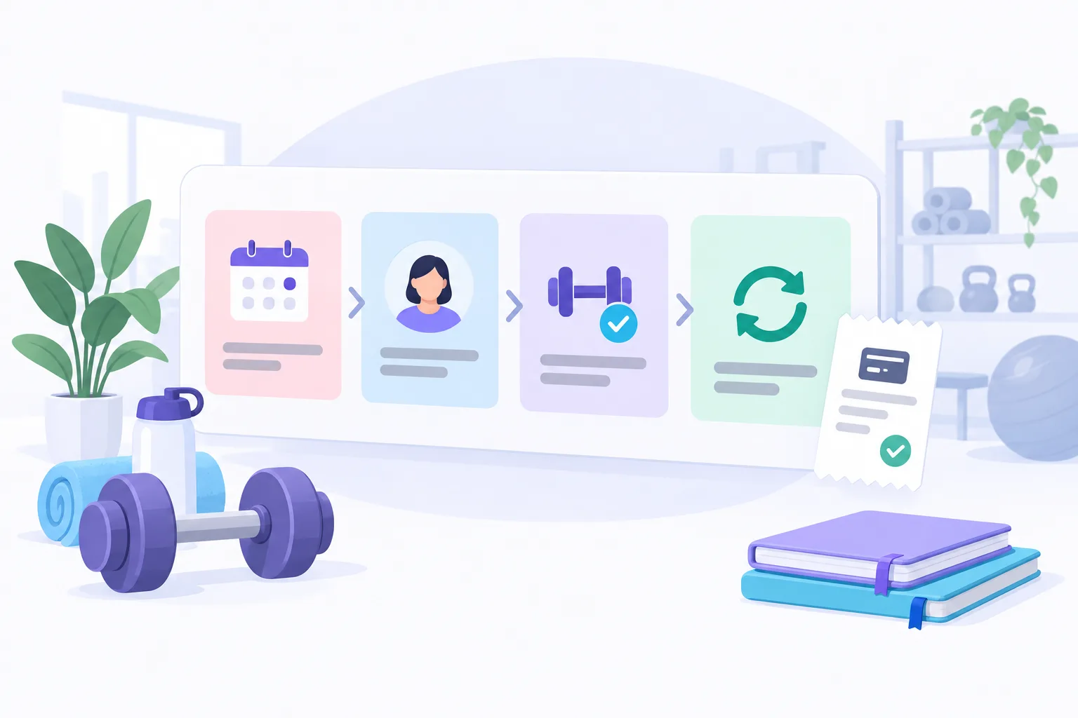 Одинаковый путь клиента для проверки CRM: запись, абонемент, посещение и продление